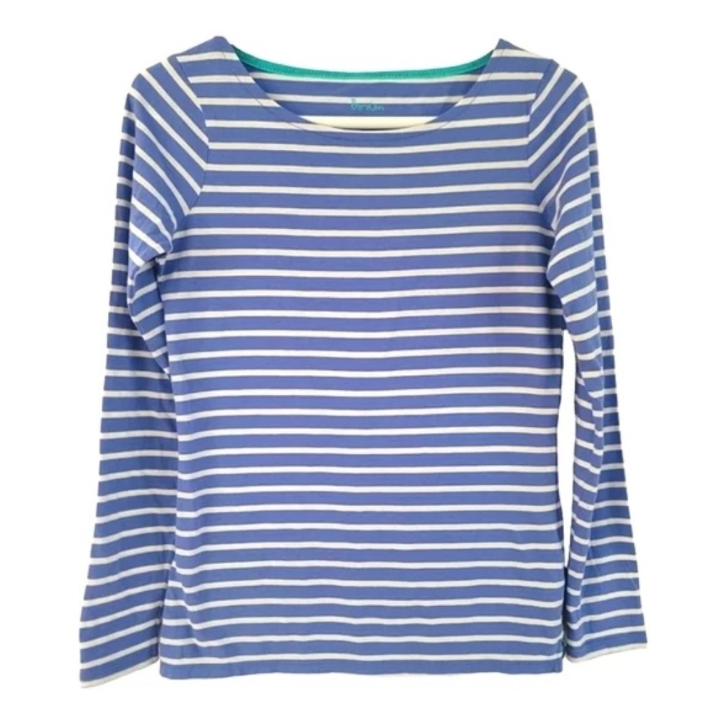 Boden Ella Long Sleeve Breton Striped Blue and White Knit Top US 2